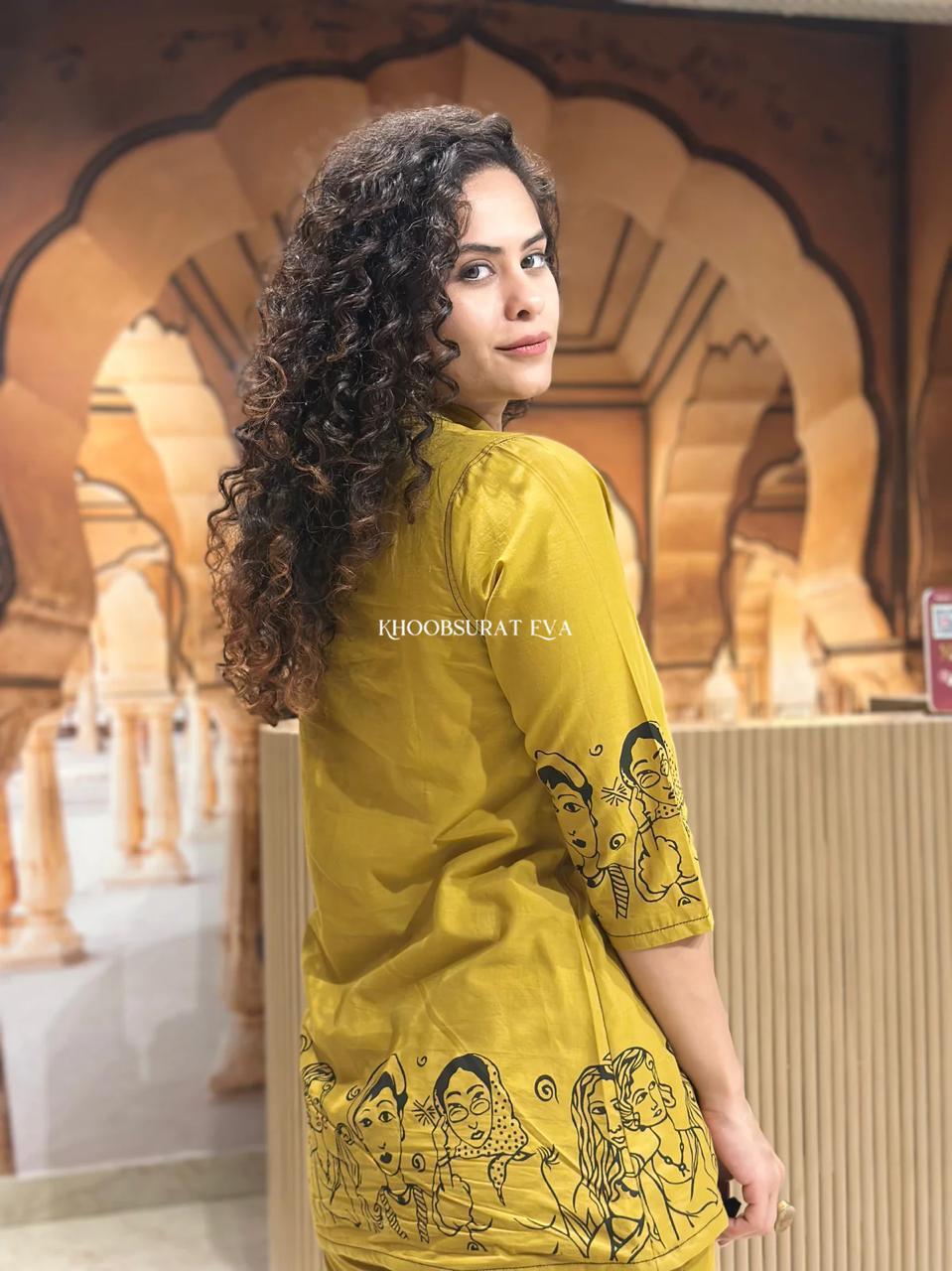 Terracotta Line Art Tunic Co-ord Set FOR WOMAN