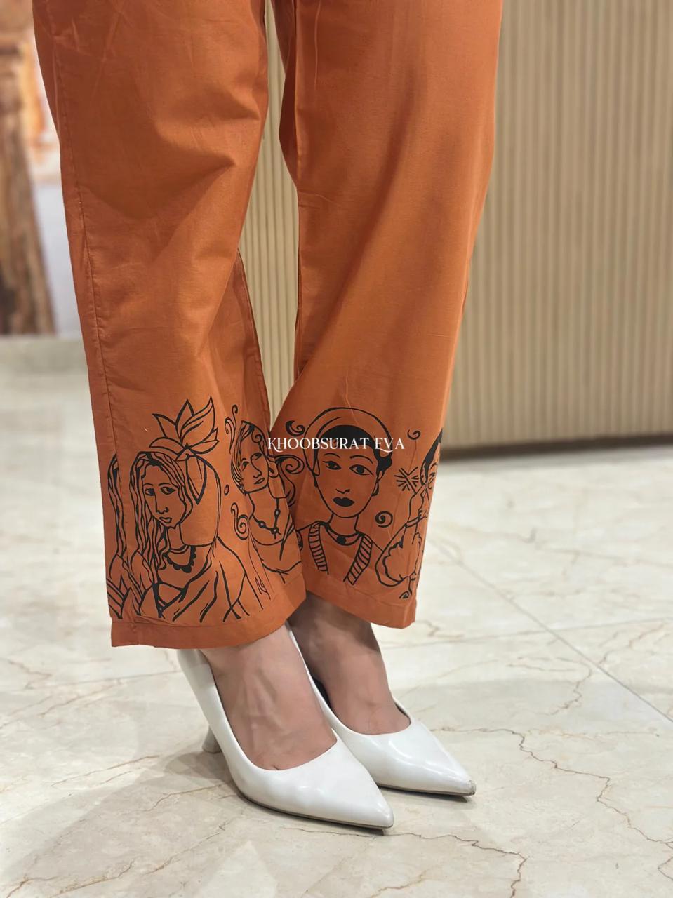 Terracotta Line Art Tunic Co-ord Set FOR WOMAN