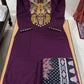 Exquisite Embroidered Cotton Kurta Pant Dupatta Set with Printed Dupatta