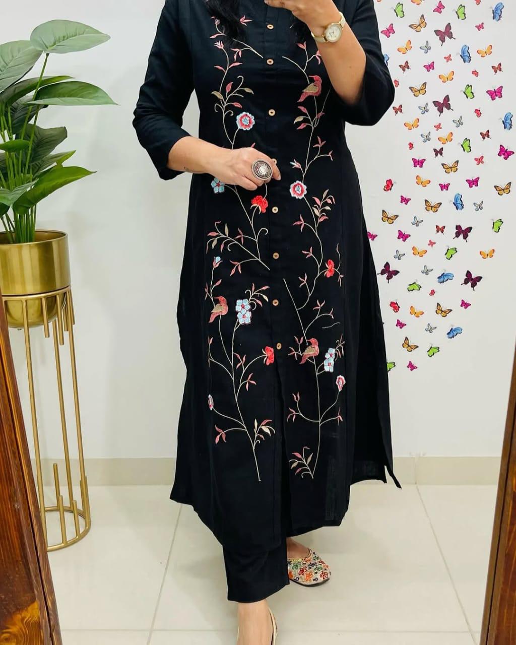 Signature Style Cotton 60×60 Embroidery Co-ord Set For Woman