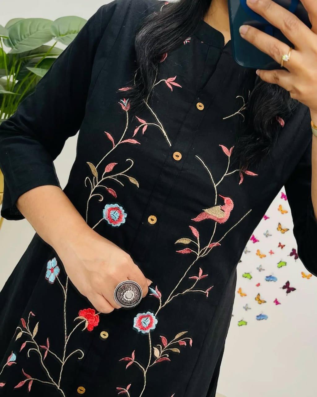 Signature Style Cotton 60×60 Embroidery Co-ord Set For Woman