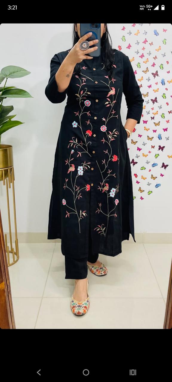 Signature Style Cotton 60×60 Embroidery Co-ord Set For Woman