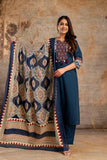 Premium Mul Mul Cotton Ethnic Set  Embroidered Kurta with Stylish Dupatta