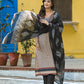 Beige & Black Printed Straight Cotton 3-piece Suit Set with embroidered neckline, black printed dupatta, and solid black pants.