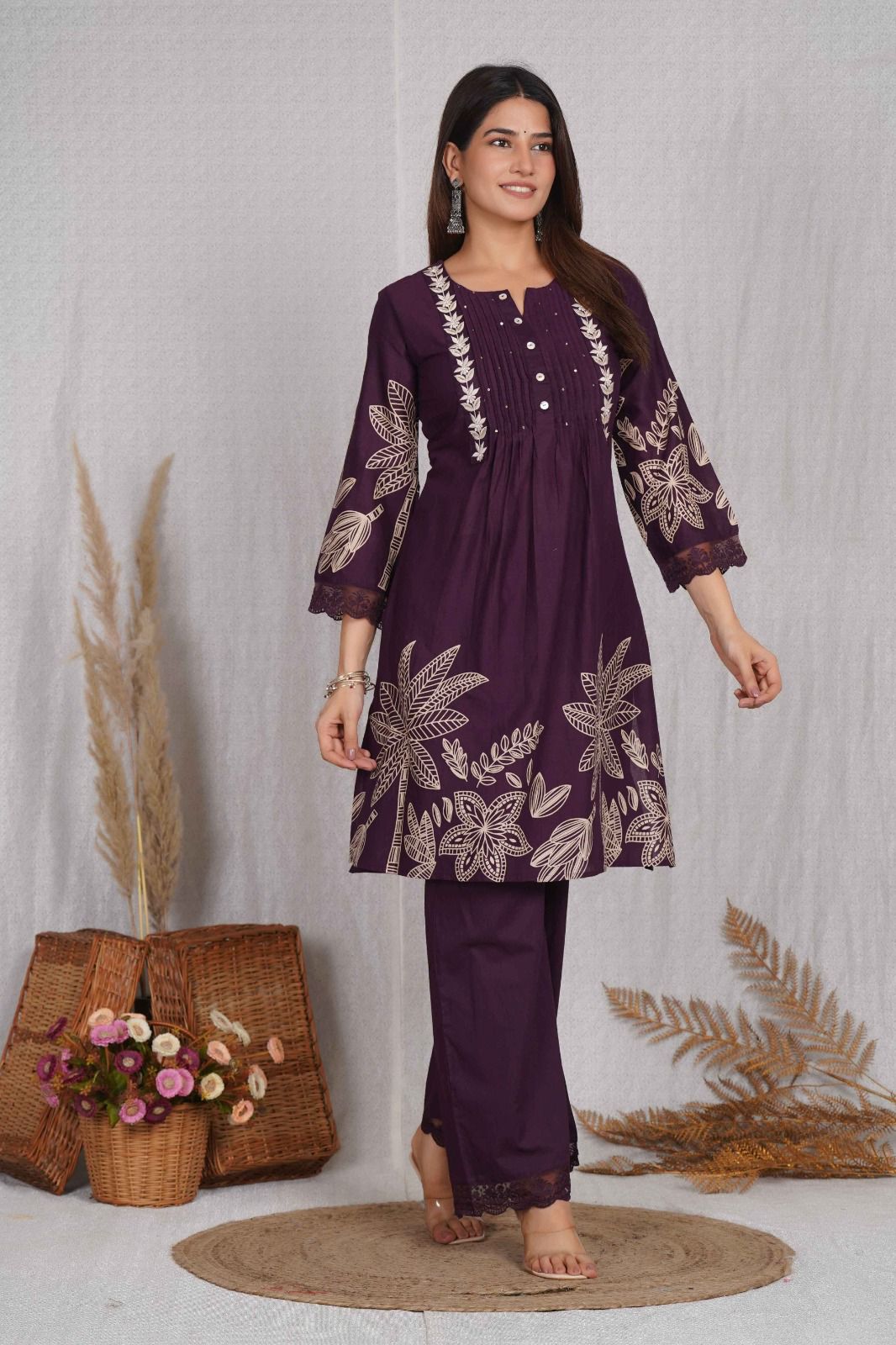 Women’s 3-Piece Printed Kurta Set with Palazzo & Dupatta  Elegant Ethnic Wear