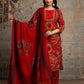 Elegant Cotton 3-Piece Embroidered  Lace work Suit Set  Traditional Wear for Women
