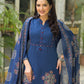 Elegant Navy Blue Kurta Set with Dupatta full applic Work  Comfortable Ethnic Wear for Women
