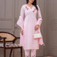 Light Pink Embroidered Cotton Kurta Set with Dupatta