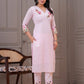 Light Pink Embroidered Cotton Kurta Set with Dupatta