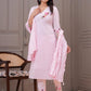 Light Pink Embroidered Cotton Kurta Set with Dupatta