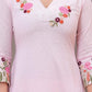 Light Pink Embroidered Cotton Kurta Set with Dupatta