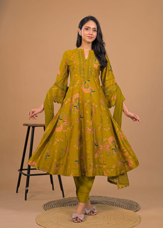 Floral Anarkali Set with Dupatta