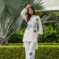 Contemporary Off-White Co-Ord Set with Blue Floral Embroidery