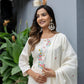 Elegant Off-White Embroidered Straight Kurta Set with Dupatta