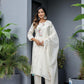Elegant Off-White Embroidered Straight Kurta Set with Dupatta