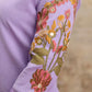 Lilac Cord Set with Bold Floral Embroidery