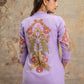 Lilac Cord Set with Bold Floral Embroidery