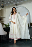 Elegant Off-White Embroidered Anarkali Kurta Set with Dupatta