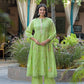 Embroidered Light Green A-Line Kurta Set with Palazzo Pants