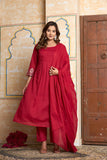 Traditional Women’s Cotton A-Line Side Cut 3-Piece Set with Dupatta
