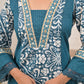 Woman Straight 3 Piece Set of Suit  with Neck & Sleeve Embroidery