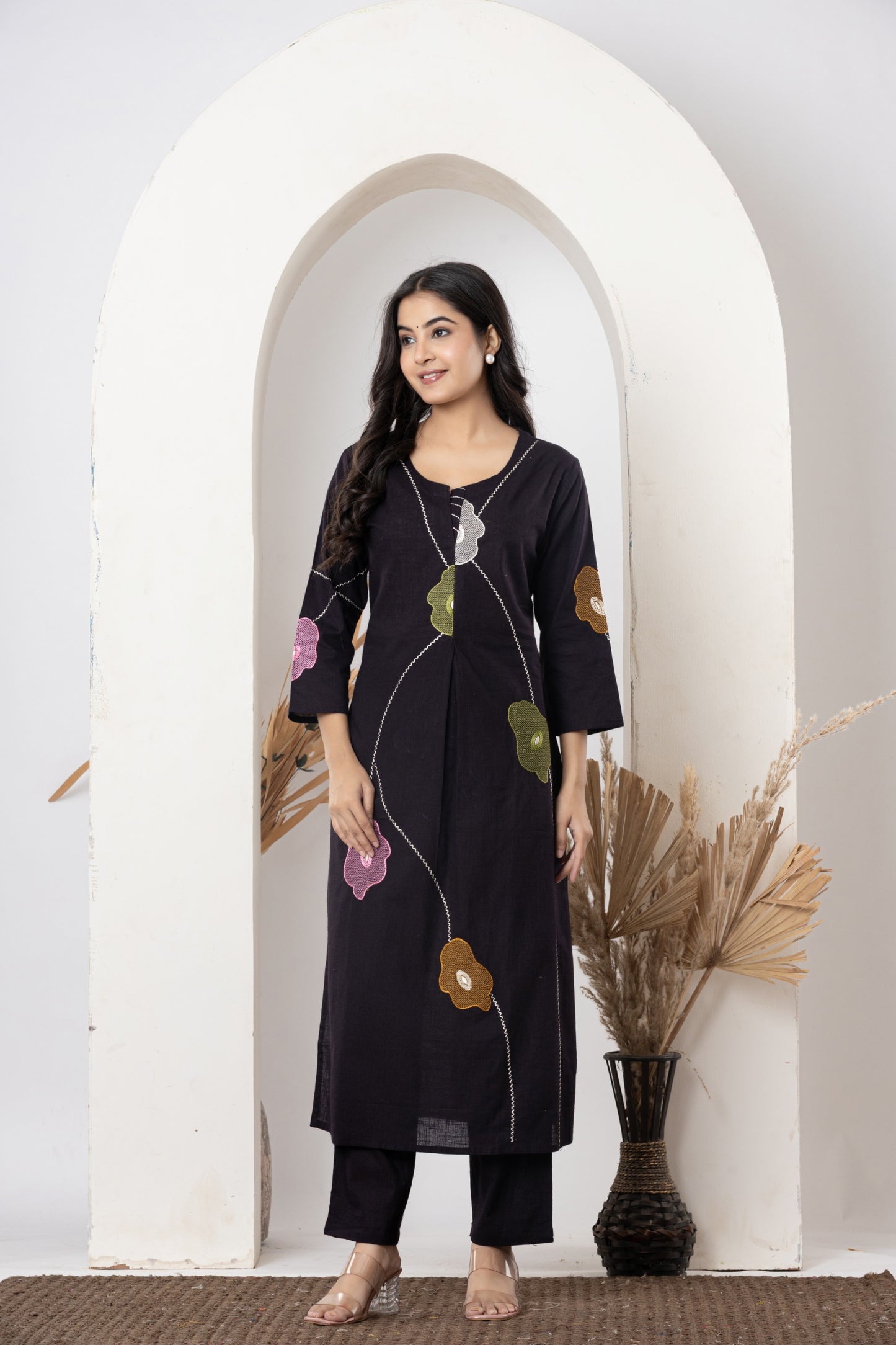 Stylish slab cotton full embroidery work Kurta set for Women with Dupatta