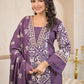 Woman Straight 3 Piece Set of Suit  with Neck & Sleeve Embroidery
