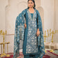 Woman Straight 3 Piece Set of Suit  with Neck & Sleeve Embroidery