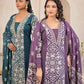 Woman Straight 3 Piece Set of Suit  with Neck & Sleeve Embroidery