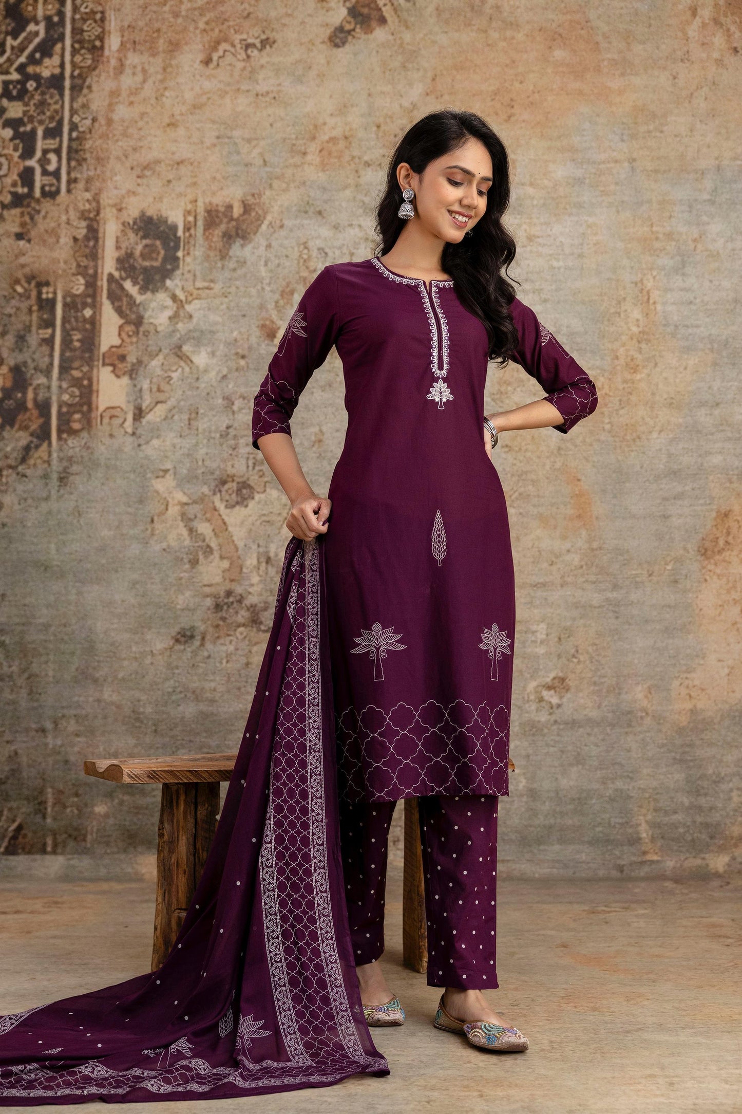 Woman Elegance meets comfort – premium embroidered  cotton suit set, perfect for every occasion