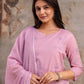 Luxury Cotton Flax 3-Piece Embroidered Ensemble
