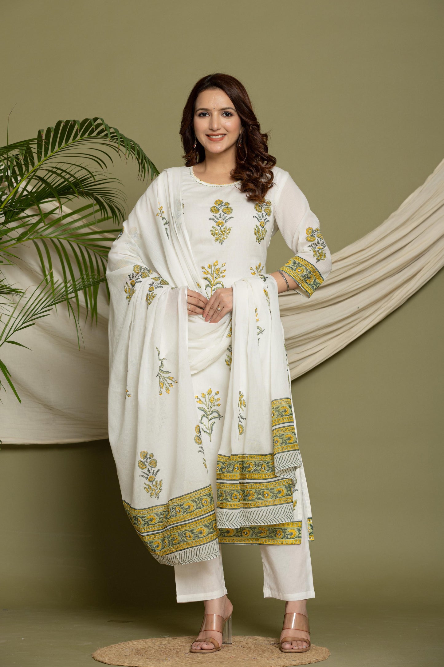 Cotton Mul 3-Piece Set | Hand Block Print with Full Lining for woman