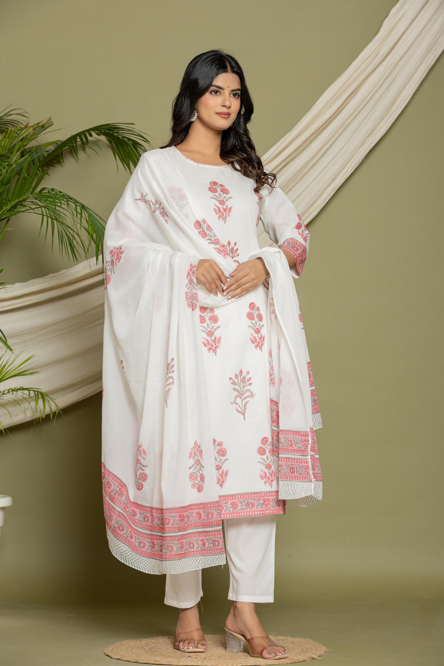 Cotton Mul 3-Piece Set | Hand Block Print with Full Lining for woman
