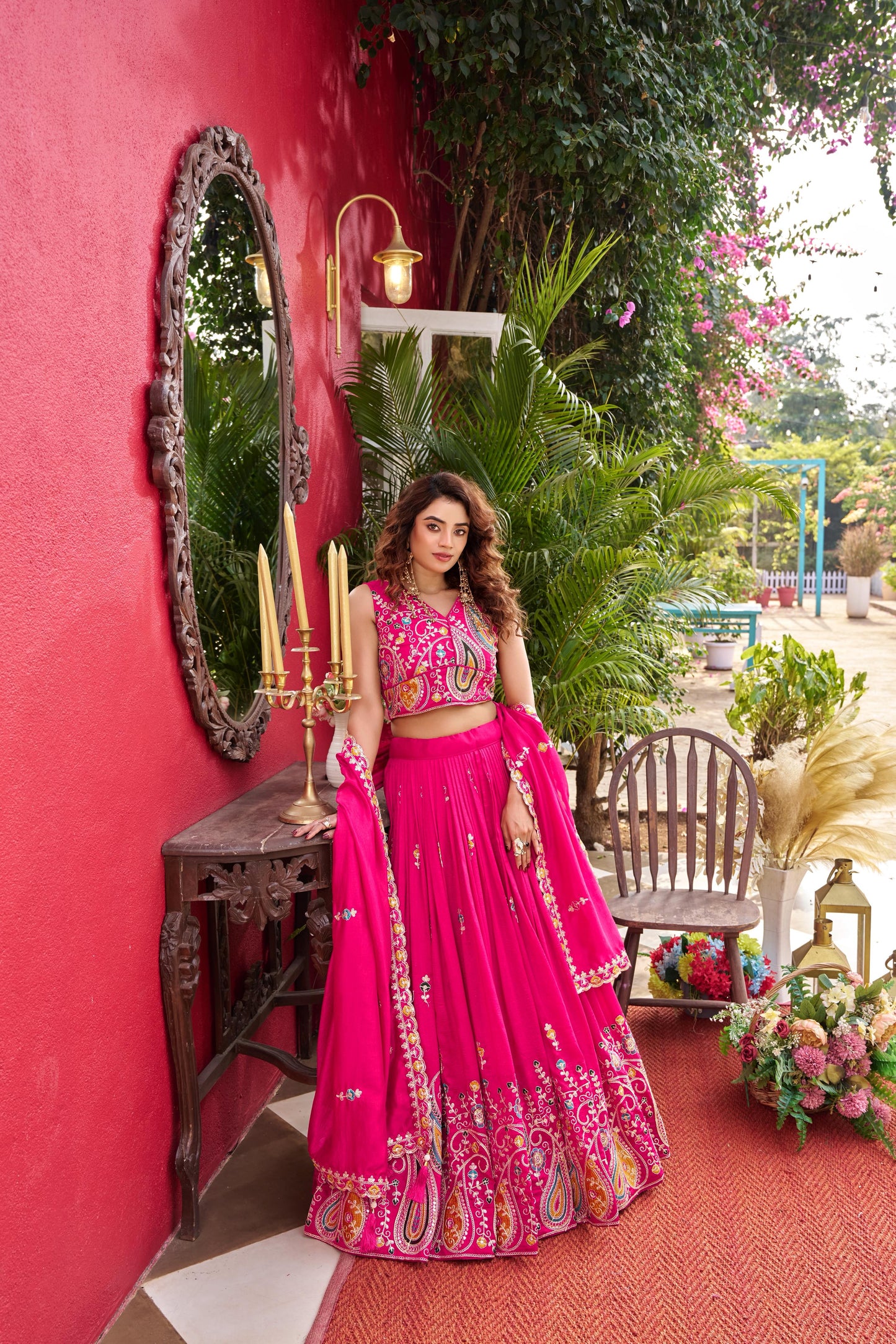 Royal Vichitra Silk Heavy Embroidered Wedding Lehenga Choli Set A