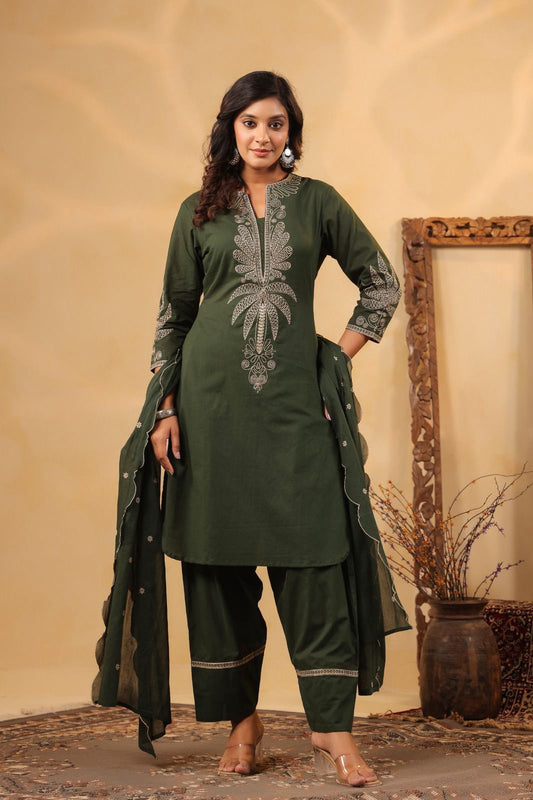 Farsi Salwar 3-Piece Set  Fully Embroidered Kurta, Trouser & Dupatta