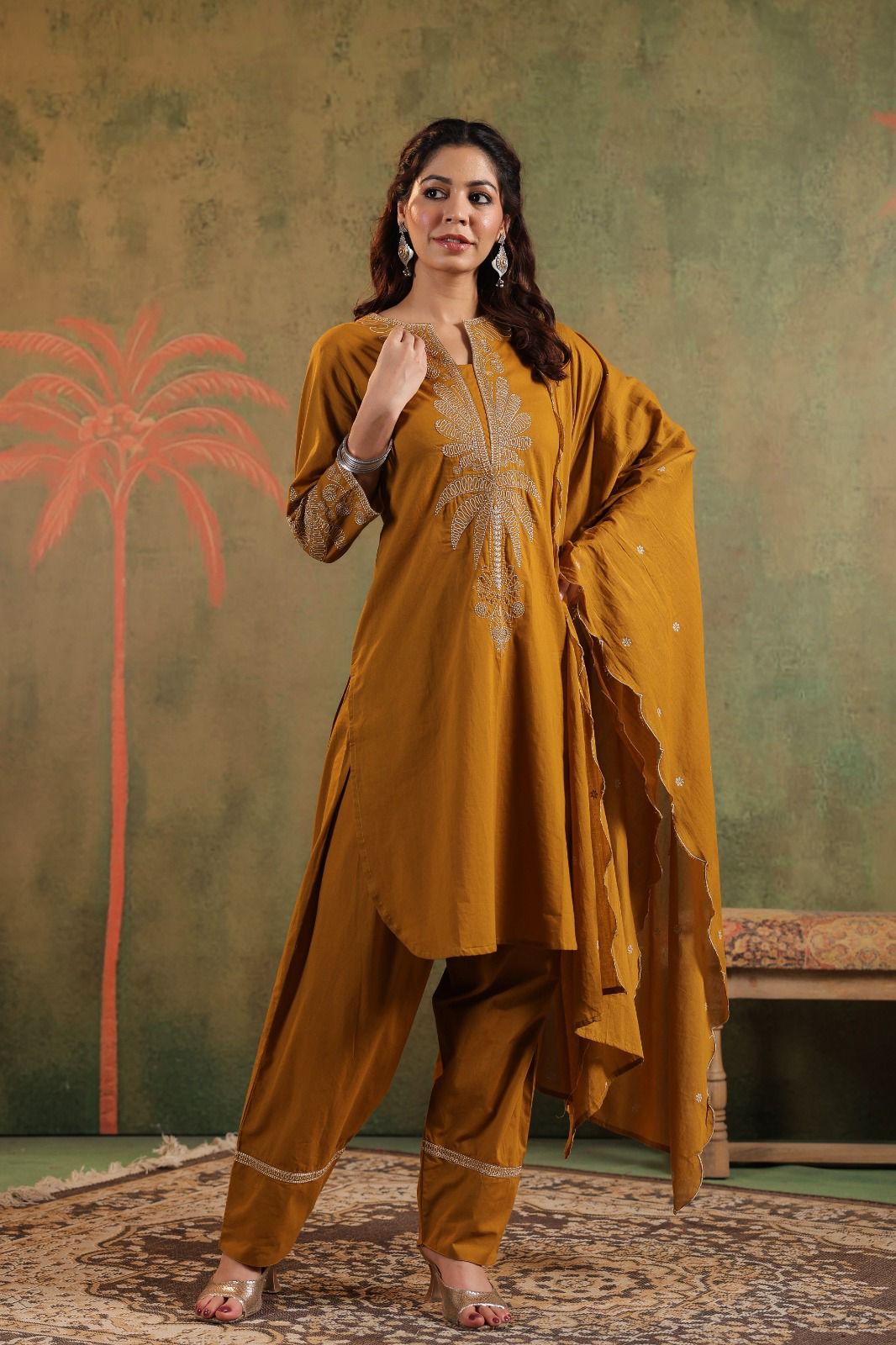 Farsi Salwar 3-Piece Set  Fully Embroidered Kurta, Trouser & Dupatta