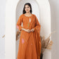 Stylish slab cotton full embroidery work Kurta set for Women with Dupatta