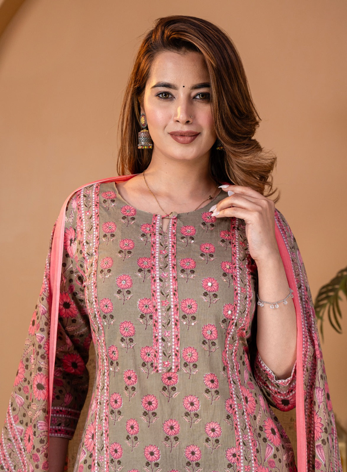 Premium Cotton 60-60 Panel Design Kurta Set with Palazzo & Dupatta – 3 Piece Ethnic Wear for Women -2