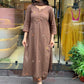 Rust Elegance Cotton Slub Straight Suit Set with Full Embroidery Work 3-Piece Premium Set
