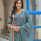 Woman Mul Mul Cotton Teal Blue 3-Piece Suit Set – Kurta, Dupatta & Pant