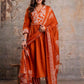 Premium Anarkali-inspired 3 pcs  Cotton 60-60 Kurta, Pant & Dupatta Set with Intricate Neck Embroidery