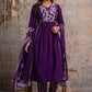 Premium Anarkali-inspired 3 pcs  Cotton 60-60 Kurta, Pant & Dupatta Set with Intricate Neck Embroidery