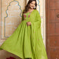 Breathable Mul Mul Cotton Suit Set – Green Embroidered Elegance