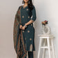 Elegant Cotton Embroidered work  3-Piece Suit Set with Pocket (Size 38–46)