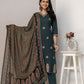Elegant Cotton Embroidered work  3-Piece Suit Set with Pocket (Size 38–46)