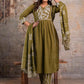 Premium Anarkali-inspired 3 pcs  Cotton 60-60 Kurta, Pant & Dupatta Set with Intricate Neck Embroidery