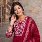 Premium Anarkali-inspired 3 pcs  Cotton 60-60 Kurta, Pant & Dupatta Set with Intricate Neck Embroidery