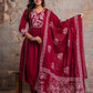 Premium Anarkali-inspired 3 pcs  Cotton 60-60 Kurta, Pant & Dupatta Set with Intricate Neck Embroidery