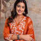 Premium Anarkali-inspired 3 pcs  Cotton 60-60 Kurta, Pant & Dupatta Set with Intricate Neck Embroidery