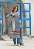 Woman Mul Mul Cotton Teal Blue 3-Piece Suit Set – Kurta, Dupatta & Pant